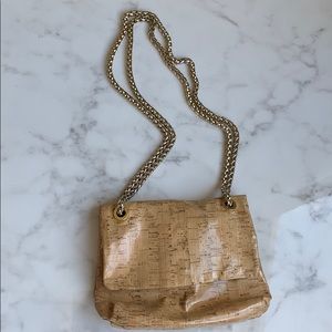 Elie Tahari Cork Patent Purse w/ Light Gold Chain
